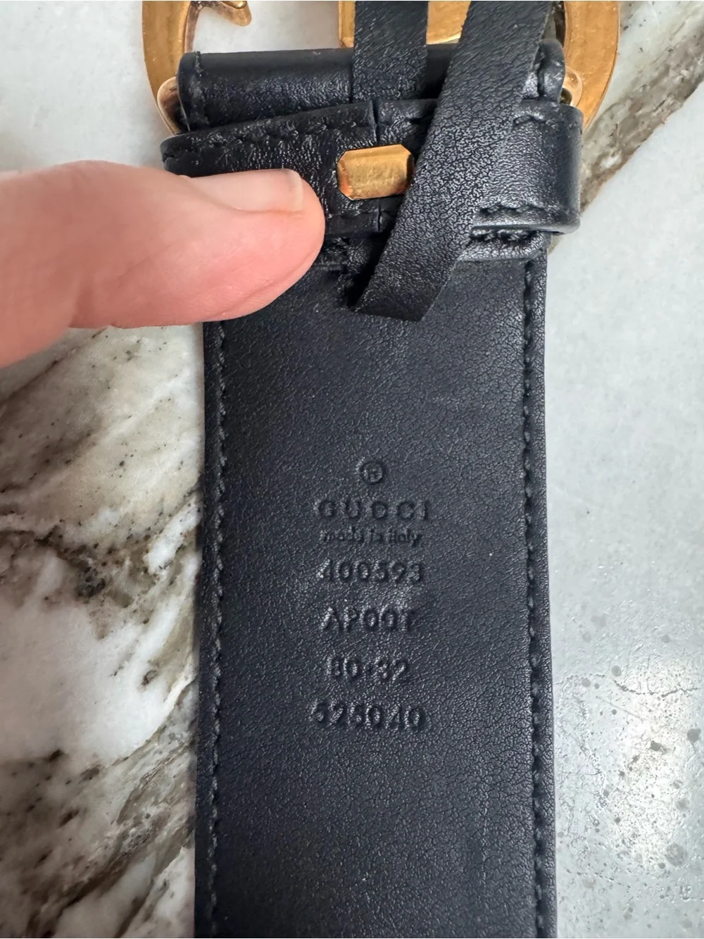 Gucci GG Marmont Black Leather Double G Belt Authentic
